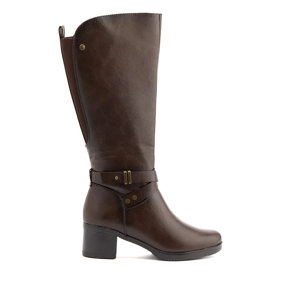 Block Heeled Long Boots  - WK40013 / 326 375