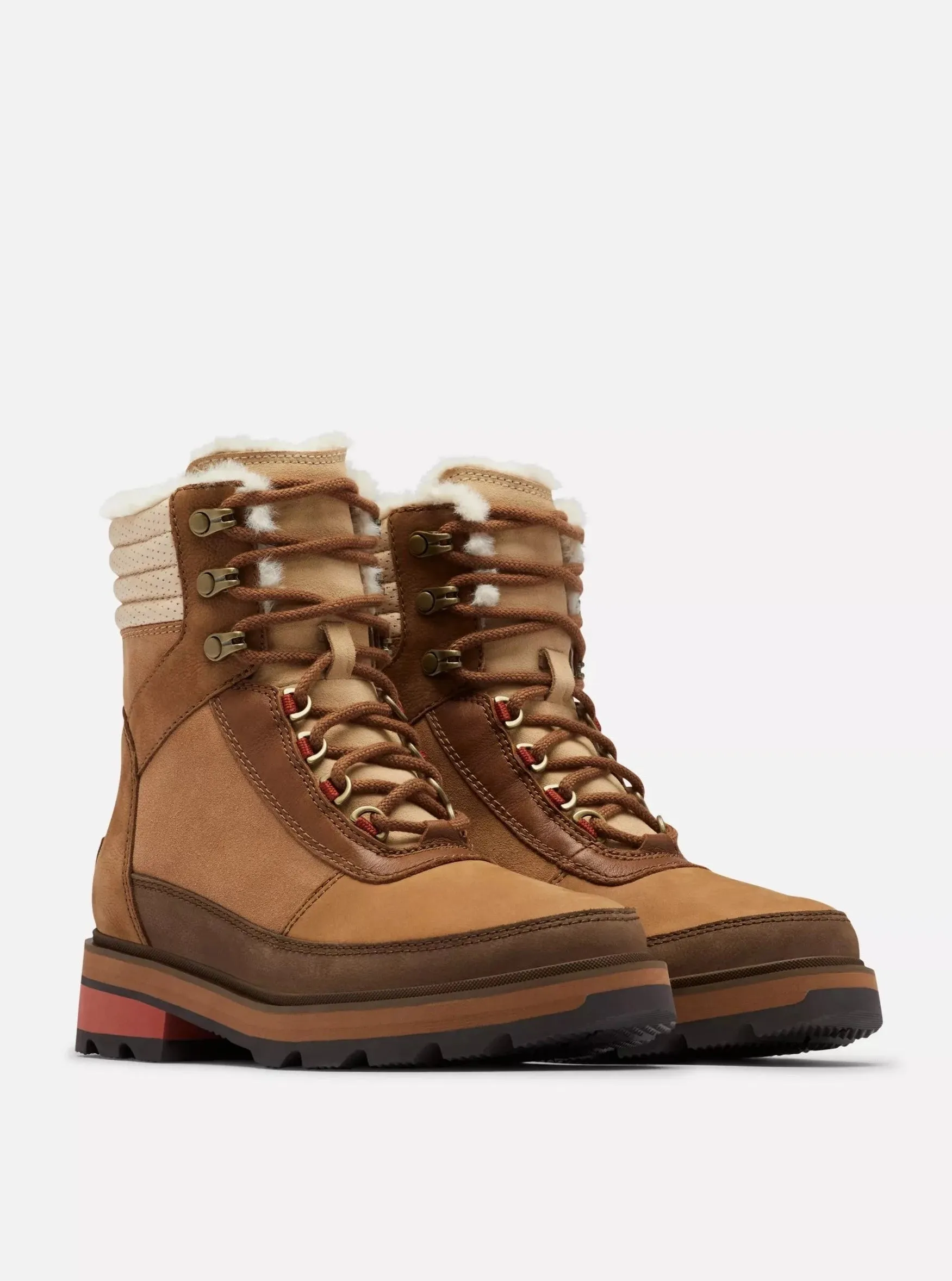 Lennox Lace Cozy STKD WP [Velvet Tan/Warp Red]