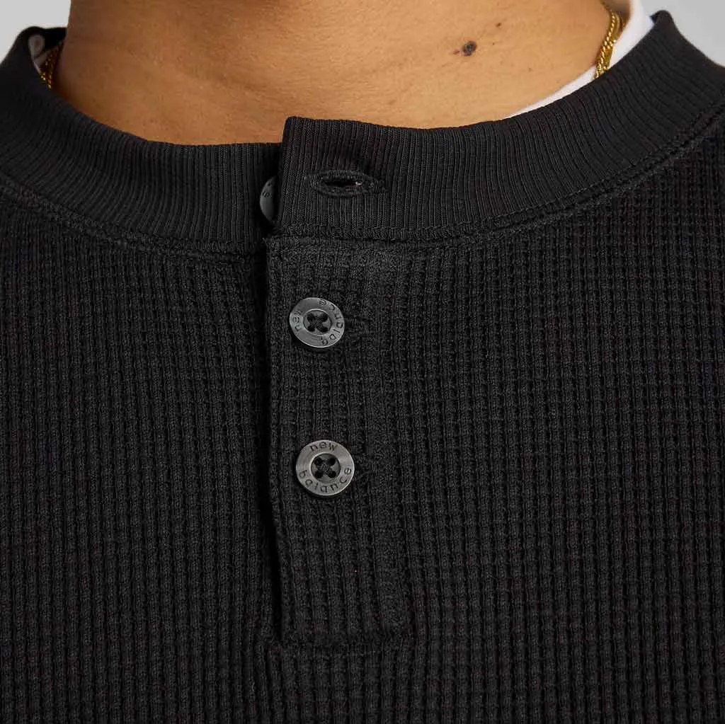 NEW BALANCE NUMERIC LS WAFFLE KNIT HENLEY - BLACK