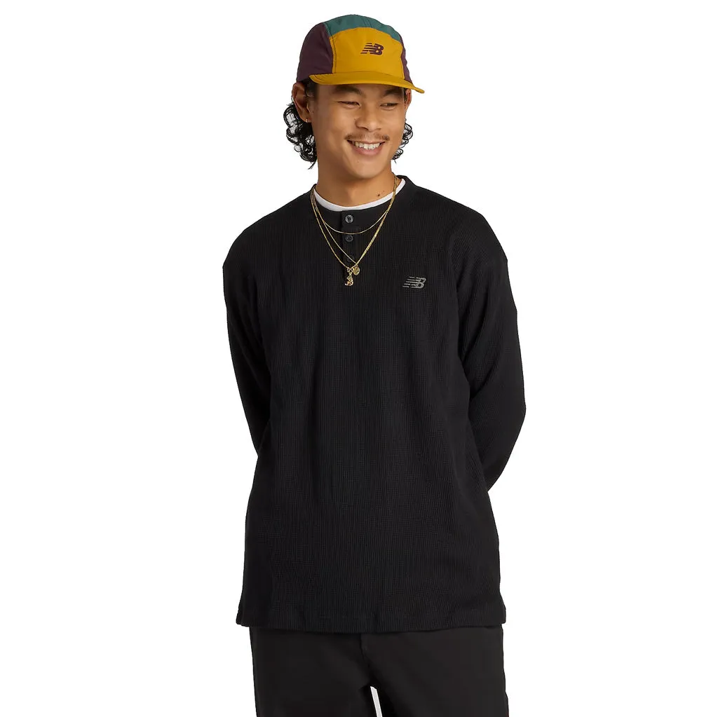 NEW BALANCE NUMERIC LS WAFFLE KNIT HENLEY - BLACK
